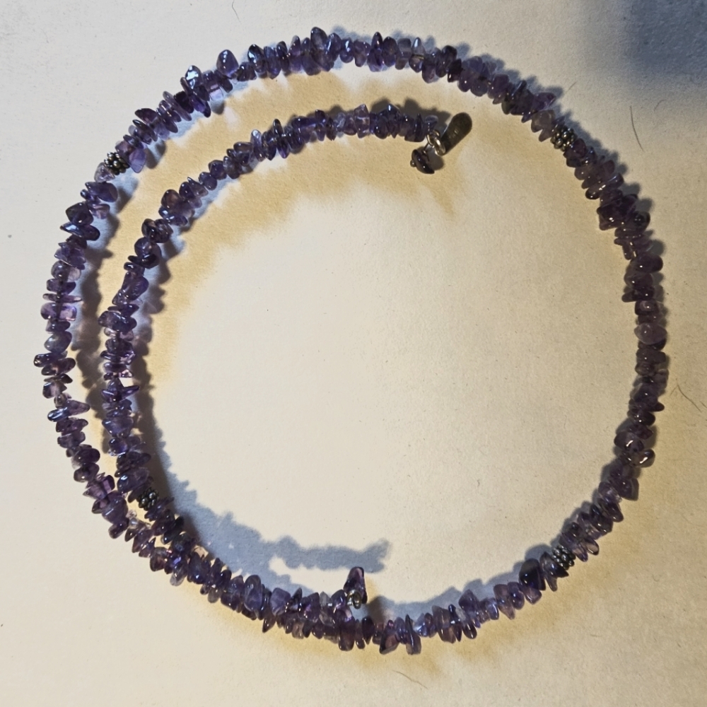Vintage Amethyst Nugget Choker on 925 silver memory wire